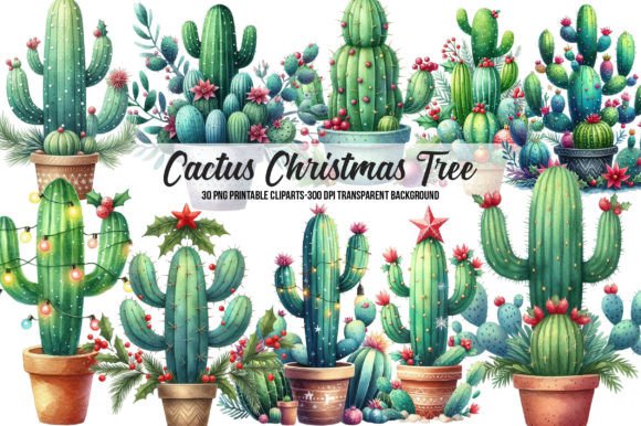 Cactus Christmas Tree Sublimation: Festive Illustrations for Makers