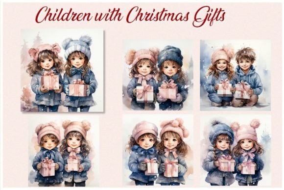 Children with Christmas Gifts - JPG Illustrations Review