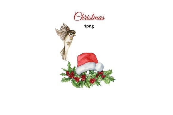 Christmas Composition with Bird Sparrow: Premium Illustrations for Modern Brands