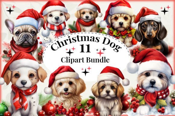 Christmas Dog Clipart for Festive Illustrations
