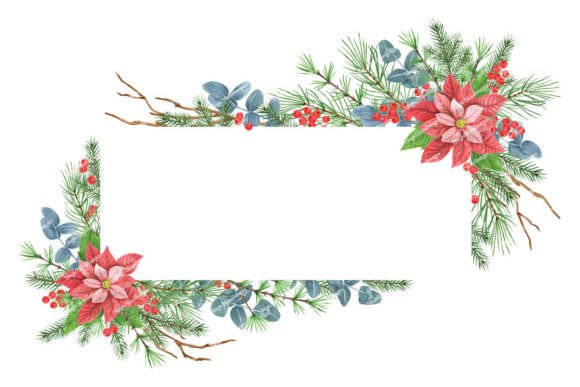 Christmas Frame Watercolor Clipart PNG for Illustrations