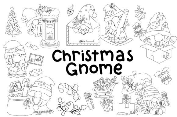 Christmas Gnome Clipart - Cute Christmas in Illustrations