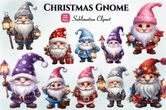 Christmas Gnome Sublimation Clipart for Brand Illustrations