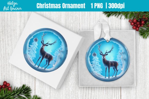 Christmas Ornaments Deer Sublimation Illustrations for Crafters