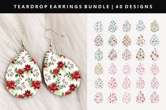 Christmas Teardrop Earring Bundle: Premium Illustrations for Modern Publishing