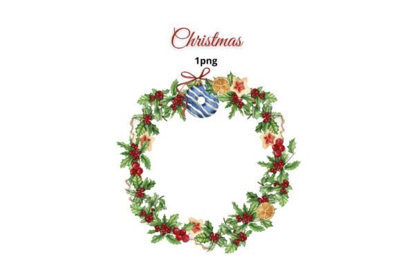 Christmas Wreath with Fir Branches: Festive Illustrations for Crafters