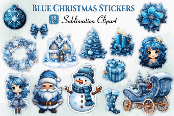 Cute Blue Christmas Stickers Bundle: A Review of Modern Illustrations