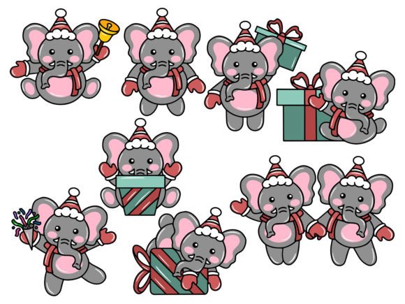 Elephant Cartoon for Christmas Day in Illustrations