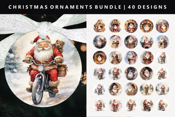 Funny Santa Christmas Ornament Bundle: Illustrations for Brand Joy