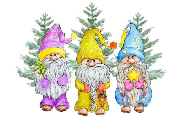 Gnomes and Christmas Tree Watercolor PNG: A Seller's Review