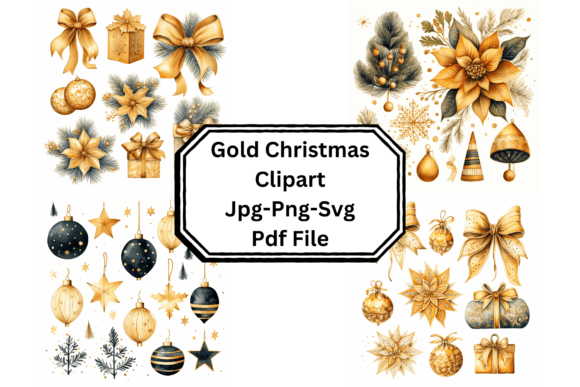 Gold Christmas Clipart for Modern Illustrations and Branding