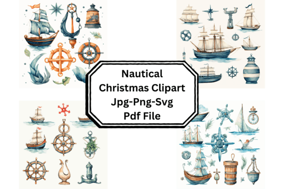 Nautical Christmas Clipart for Seasonal Illustrations