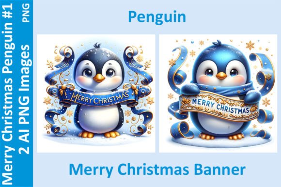 Penguin Christmas Banner 1 - 2 PNGs Review for Brand Designers