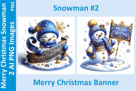 Snowman Christmas Banner 2 - 2 PNGs for Illustrations