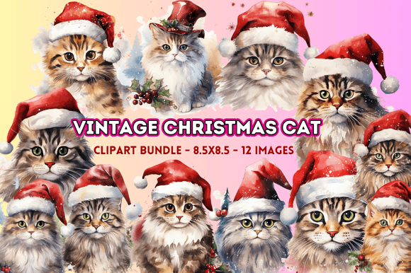 Vintage Christmas Cat Clipart Bundle Review