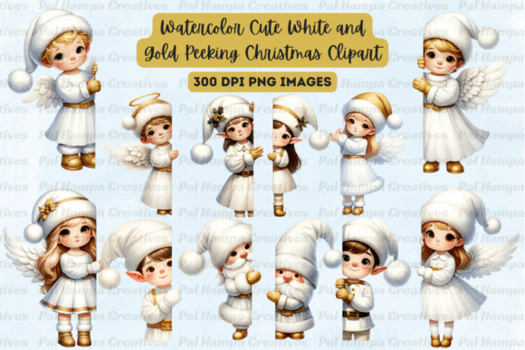 White and Gold Peeking Christmas Clipart: A Review for Illustrations